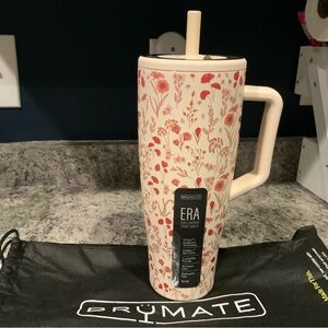 Brumate ERA Floral Cream & Coral Travel Mug with Handle